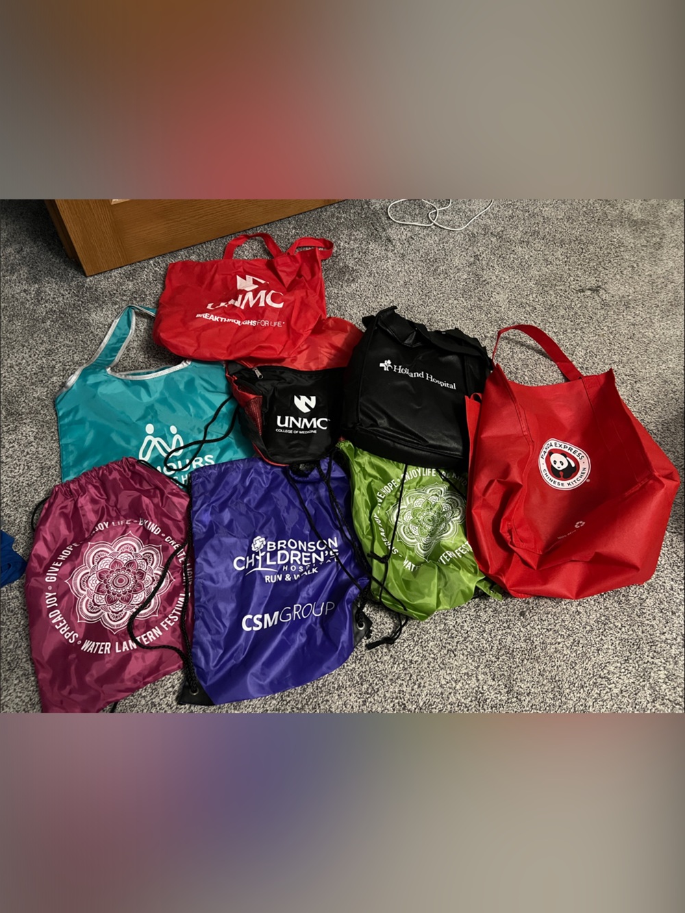 Set of 8 Totes/Drawstring Bags
